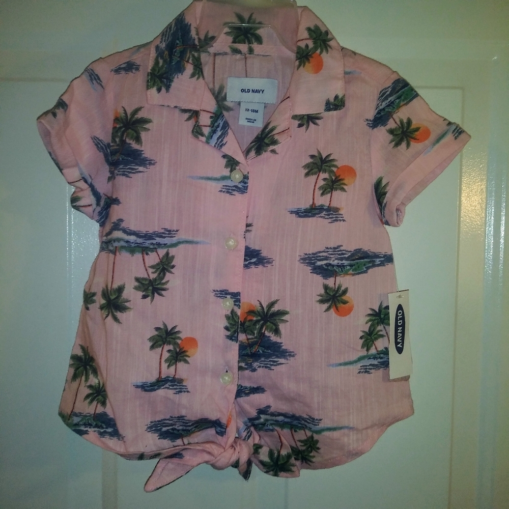 Nwt Island Palm Hawaiin Shirt Tie Girls